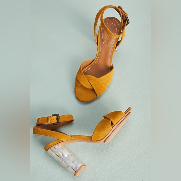 See By Chloe Shoes - SeeByChloe Isida Suede and Mother-of-Pearl Block Heels